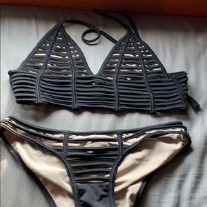 Fashion nova Black and Tan bathing suit!